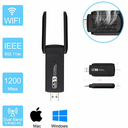 Dual Band 1200Mbps USB WiFi Adapter
