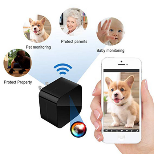 1080P Night Vision WiFi Hidden Camera — Wall Charger Nanny Cam