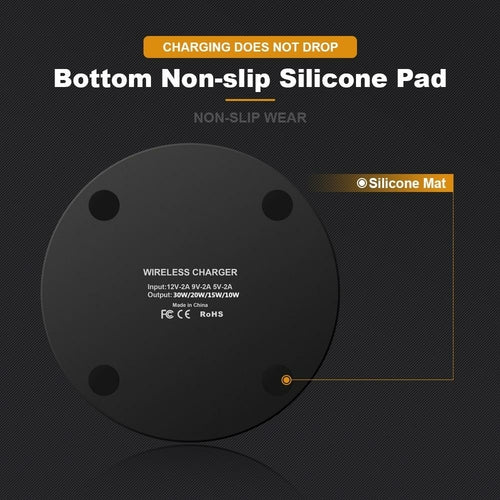 30W Wireless Charging Pad — Ultra-Thin, USB-C, iPhone 15 Compatible