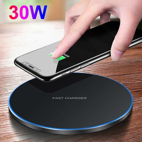 30W Wireless Charging Pad — Ultra-Thin, USB-C, iPhone 15 Compatible