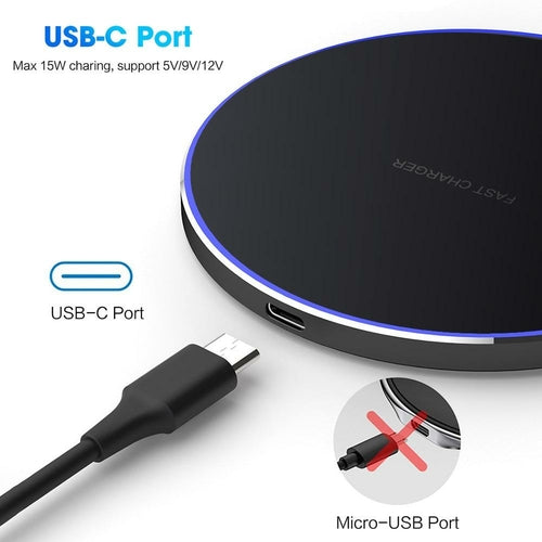 30W Wireless Charging Pad — Ultra-Thin, USB-C, iPhone 15 Compatible